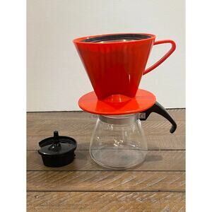 Vintage 4" Mini Pyrex 802 Corning 2-Cup Coffee Carafe w/lid And Pour Over Filter